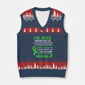 Traumatic Brain Injury Awareness V-Neck Knit Sweater Vest I Am The Storm TBI Warrior TS02 Navy Red Print Your Wear