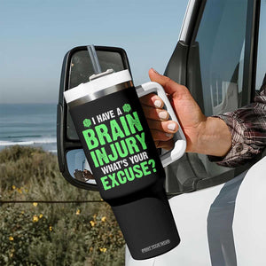 Traumatic Brain Injury Awareness Tumbler With Handle I Have A Brain Injury What's Your Excuse TBI Warrior TS02 Print Your Wear