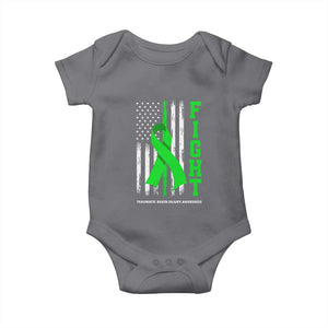 Traumatic Brain Injury Awareness Baby Onesie Fight TBI American US Flag TS02 Charcoal Print Your Wear