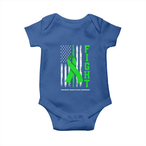 Traumatic Brain Injury Awareness Baby Onesie Fight TBI American US Flag TS02 Royal Blue Print Your Wear