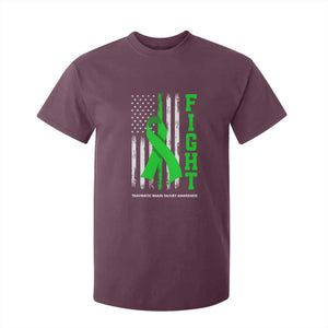 Traumatic Brain Injury Awareness T Shirt For Kid Fight TBI American US Flag TS02 Maroon Print Your Wear