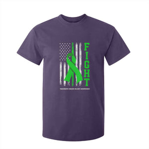 Traumatic Brain Injury Awareness T Shirt For Kid Fight TBI American US Flag TS02 Purple Print Your Wear