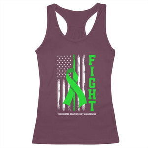 Traumatic Brain Injury Awareness Racerback Tank Top Fight TBI American US Flag TS02 Maroon Print Your Wear