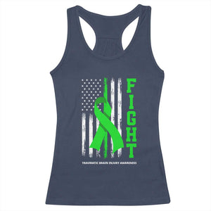 Traumatic Brain Injury Awareness Racerback Tank Top Fight TBI American US Flag TS02 Navy Print Your Wear