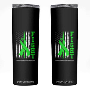 Traumatic Brain Injury Awareness Skinny Tumbler Fight TBI American US Flag TS02 Black Print Your Wear