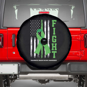 Traumatic Brain Injury Awareness Spare Tire Cover Fight TBI American US Flag TS02 Black Print Your Wear