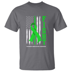 Traumatic Brain Injury Awareness T Shirt Fight TBI American US Flag TS02 Charcoal Print Your Wear