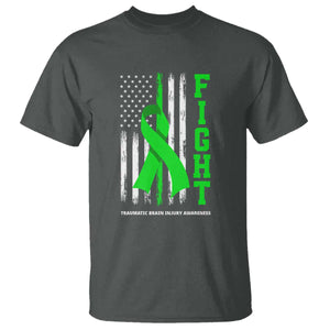 Traumatic Brain Injury Awareness T Shirt Fight TBI American US Flag TS02 Dark Heather Print Your Wear