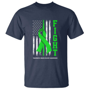 Traumatic Brain Injury Awareness T Shirt Fight TBI American US Flag TS02 Navy Print Your Wear