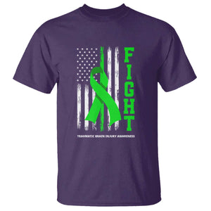 Traumatic Brain Injury Awareness T Shirt Fight TBI American US Flag TS02 Purple Print Your Wear