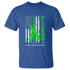 Traumatic Brain Injury Awareness T Shirt Fight TBI American US Flag TS02 Royal Blue Print Your Wear
