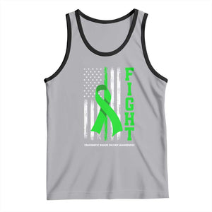 Traumatic Brain Injury Awareness Tank Top Fight TBI American US Flag TS02 Athletic Heather Black Print Your Wear