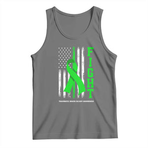 Traumatic Brain Injury Awareness Tank Top Fight TBI American US Flag TS02 Black Heather Print Your Wear