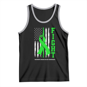 Traumatic Brain Injury Awareness Tank Top Fight TBI American US Flag TS02 Black Athletic Heather Print Your Wear