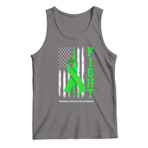 Traumatic Brain Injury Awareness Tank Top Fight TBI American US Flag TS02 Deep Heather Print Your Wear