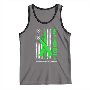 Traumatic Brain Injury Awareness Tank Top Fight TBI American US Flag TS02 Deep Heather Black Print Your Wear