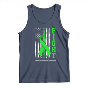 Traumatic Brain Injury Awareness Tank Top Fight TBI American US Flag TS02 Navy Print Your Wear