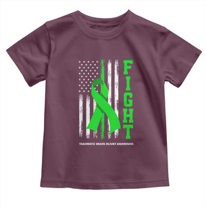 Traumatic Brain Injury Awareness Toddler T Shirt Fight TBI American US Flag TS02 Maroon Print Your Wear