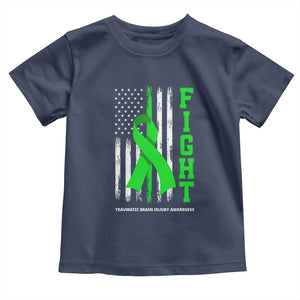 Traumatic Brain Injury Awareness Toddler T Shirt Fight TBI American US Flag TS02 Navy Print Your Wear