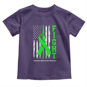 Traumatic Brain Injury Awareness Toddler T Shirt Fight TBI American US Flag TS02 Purple Print Your Wear