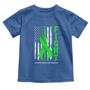 Traumatic Brain Injury Awareness Toddler T Shirt Fight TBI American US Flag TS02 Royal Blue Print Your Wear