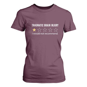 Traumatic Brain Injury Awareness T Shirt For Women I Would Not Recommend TBI Warrior TS02 Maroon Print Your Wear
