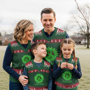 Traumatic Brain Injury Awareness V-Neck Knit Sweater Vest TBI We Fight Together Green Sunflower TS02 Red Green Print Your Wear