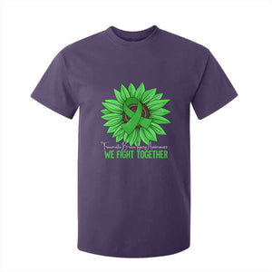 Traumatic Brain Injury Awareness T Shirt For Kid TBI We Fight Together Green Sunflower TS02 Purple Print Your Wear