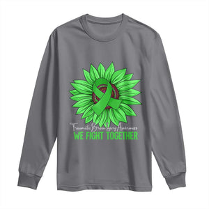 Traumatic Brain Injury Awareness Long Sleeve Shirt TBI We Fight Together Green Sunflower TS02 Charcoal Print Your Wear
