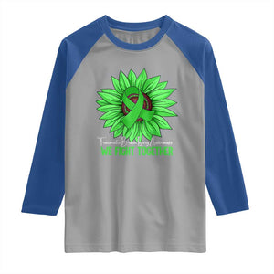 Traumatic Brain Injury Awareness Raglan Shirt TBI We Fight Together Green Sunflower TS02 Sport Gray Royal Print Your Wear