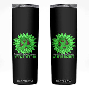 Traumatic Brain Injury Awareness Skinny Tumbler TBI We Fight Together Green Sunflower TS02 Black Print Your Wear