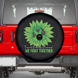 Traumatic Brain Injury Awareness Spare Tire Cover TBI We Fight Together Green Sunflower TS02 Black Print Your Wear