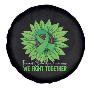 Traumatic Brain Injury Awareness Spare Tire Cover TBI We Fight Together Green Sunflower TS02 Print Your Wear