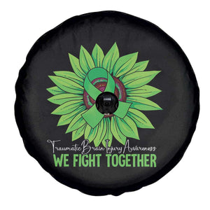 Traumatic Brain Injury Awareness Spare Tire Cover TBI We Fight Together Green Sunflower TS02 Print Your Wear