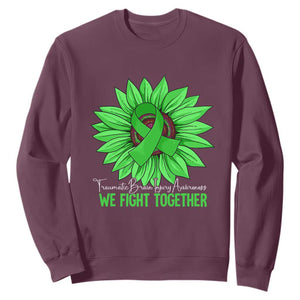 Traumatic Brain Injury Awareness Sweatshirt TBI We Fight Together Green Sunflower TS02 Maroon Print Your Wear