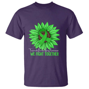 Traumatic Brain Injury Awareness T Shirt TBI We Fight Together Green Sunflower TS02 Purple Print Your Wear