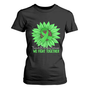 Traumatic Brain Injury Awareness T Shirt For Women TBI We Fight Together Green Sunflower TS02 Black Print Your Wear