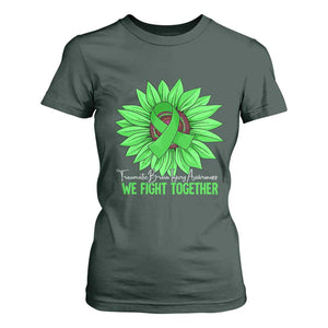 Traumatic Brain Injury Awareness T Shirt For Women TBI We Fight Together Green Sunflower TS02 Dark Forest Green Print Your Wear