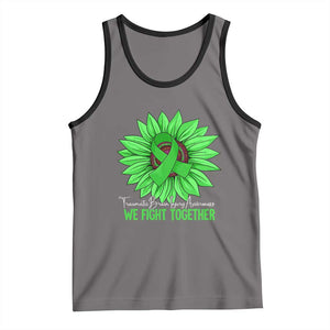 Traumatic Brain Injury Awareness Tank Top TBI We Fight Together Green Sunflower TS02 Deep Heather Black Print Your Wear