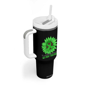 Traumatic Brain Injury Awareness Tumbler With Handle TBI We Fight Together Green Sunflower TS02 Print Your Wear