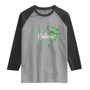 Traumatic Brain Injury Awareness Raglan Shirt TBI Believe Butterflies TS02 Sport Gray Black Print Your Wear