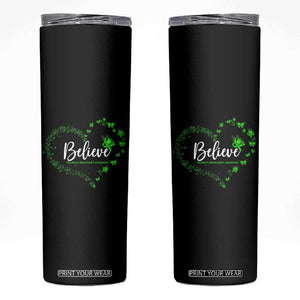 Traumatic Brain Injury Awareness Skinny Tumbler TBI Believe Butterflies TS02 Black Print Your Wear