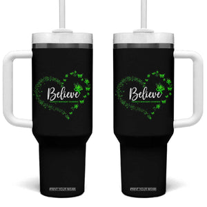 Traumatic Brain Injury Awareness Tumbler With Handle TBI Believe Butterflies TS02 One Size: 40 oz Black Print Your Wear