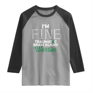 Traumatic Brain Injury Awareness Raglan Shirt TBI Warrior I'm Fine TS02 Sport Gray Black Print Your Wear