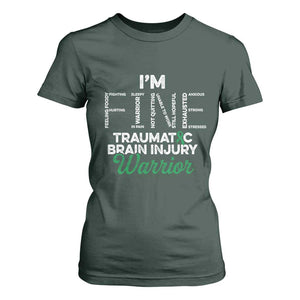 Traumatic Brain Injury Awareness T Shirt For Women TBI Warrior I'm Fine TS02 Dark Forest Green Print Your Wear