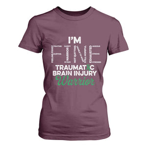 Traumatic Brain Injury Awareness T Shirt For Women TBI Warrior I'm Fine TS02 Maroon Print Your Wear