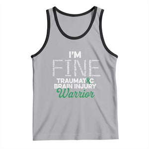 Traumatic Brain Injury Awareness Tank Top TBI Warrior I'm Fine TS02 Athletic Heather Black Print Your Wear