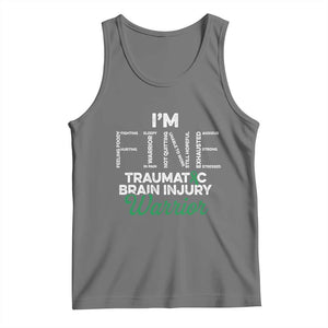 Traumatic Brain Injury Awareness Tank Top TBI Warrior I'm Fine TS02 Black Heather Print Your Wear