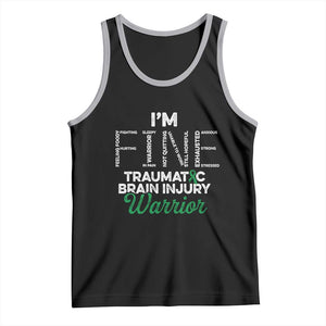 Traumatic Brain Injury Awareness Tank Top TBI Warrior I'm Fine TS02 Black Athletic Heather Print Your Wear
