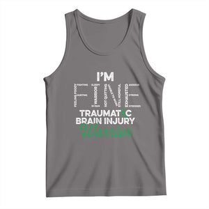 Traumatic Brain Injury Awareness Tank Top TBI Warrior I'm Fine TS02 Deep Heather Print Your Wear